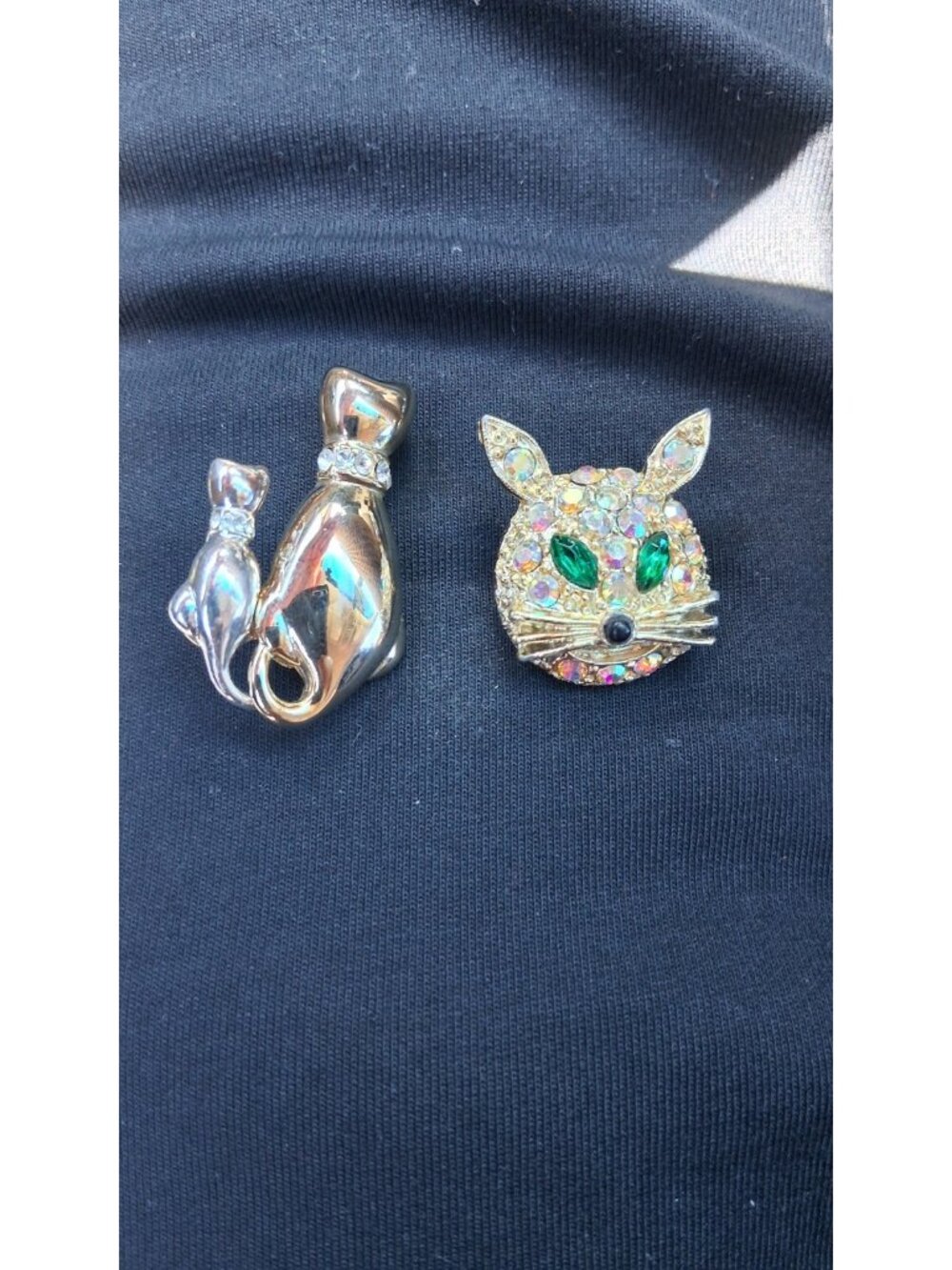 Cat Brooch Pin Lapel Gorgeous Feline Animal Jewelry Cute Fun Lot Of 2